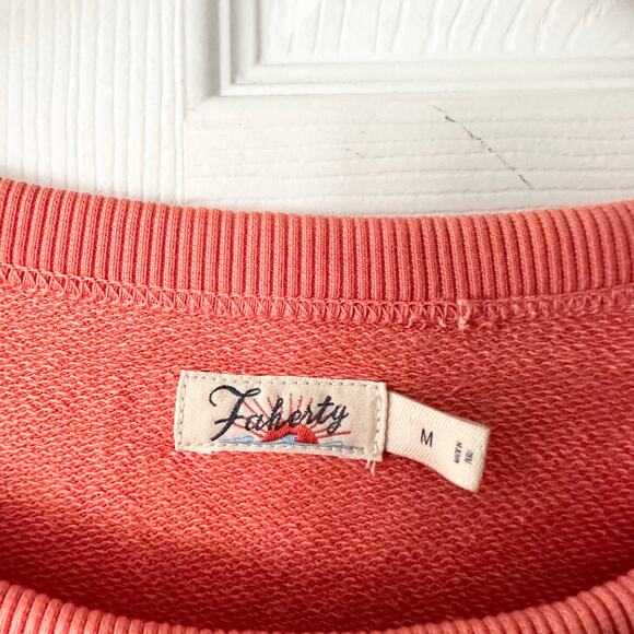 Faherty Bright Orange Sudadera Coastal Cloud Crewneck Sweater Medium - Picture 7 of 10